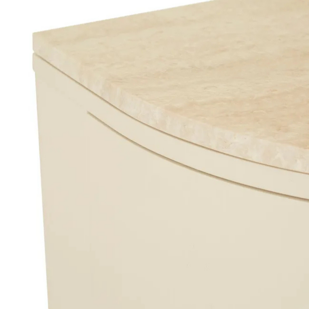 Oberon Crescent Marble Storage Unit - Natural Travertine - Shell by GlobeWest
