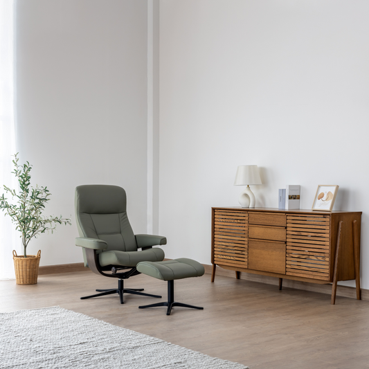 Nordic 11 Recliner Chair & Ottoman with Classic Base by IMG