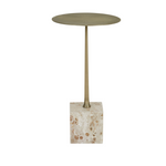 Verona Pillar Side Table - Latte - Antique Brass by GlobeWest