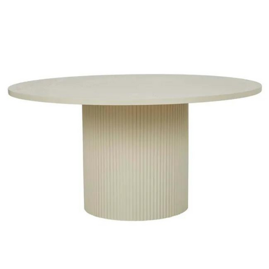 Benjamin Ripple Round Dining Table in Putty by GlobeWest