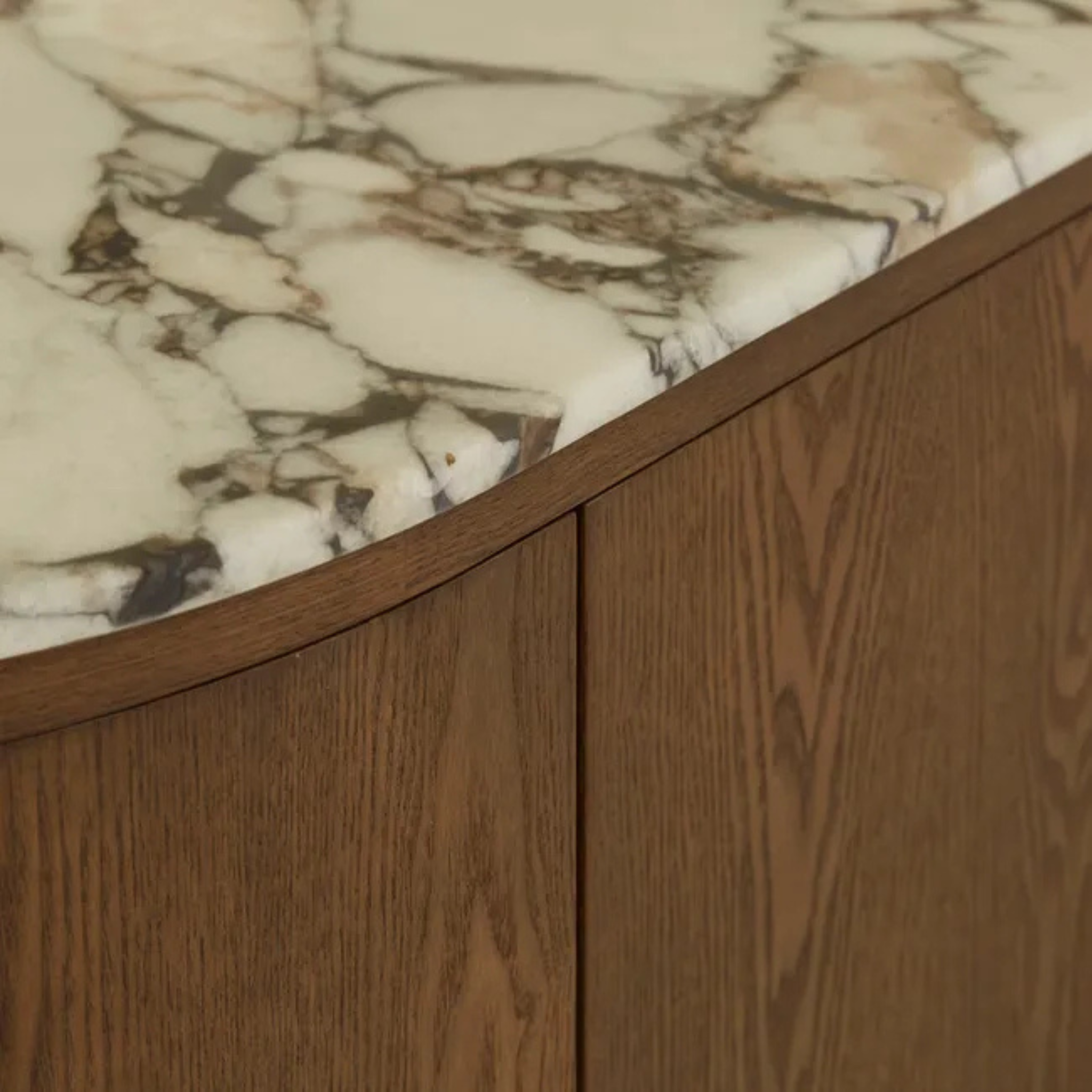 Oberon Crescent Marble Buffet - Matt Ocean Marble - Smoked Ash by GlobeWest