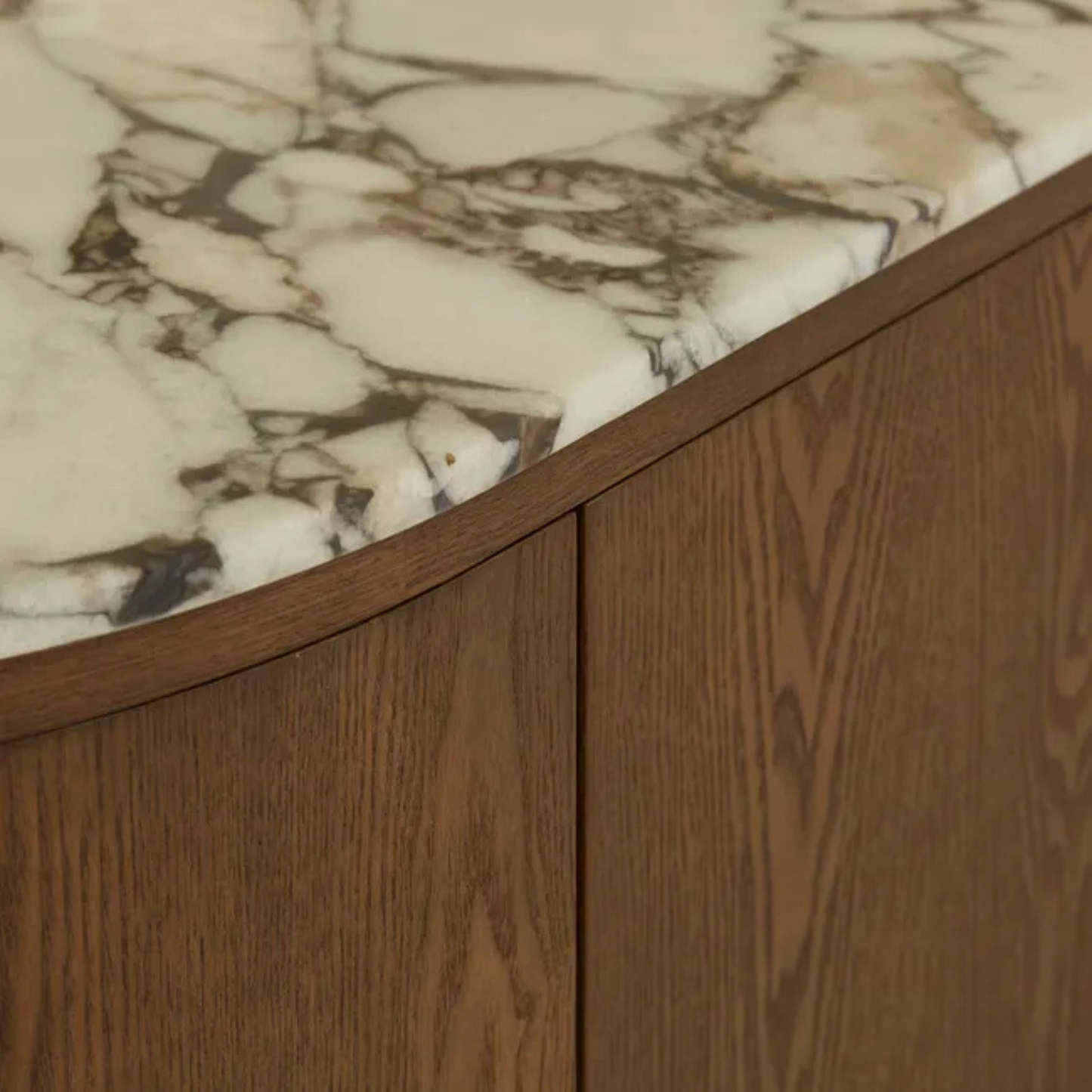 Oberon Crescent Marble Buffet - Matt Ocean Marble - Smoked Ash by GlobeWest