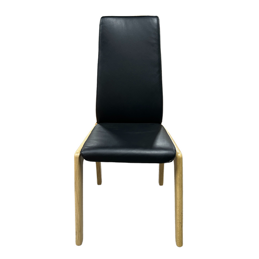 Laurel High Back Chair in Leather Black/Oak by Stressless Ex Display