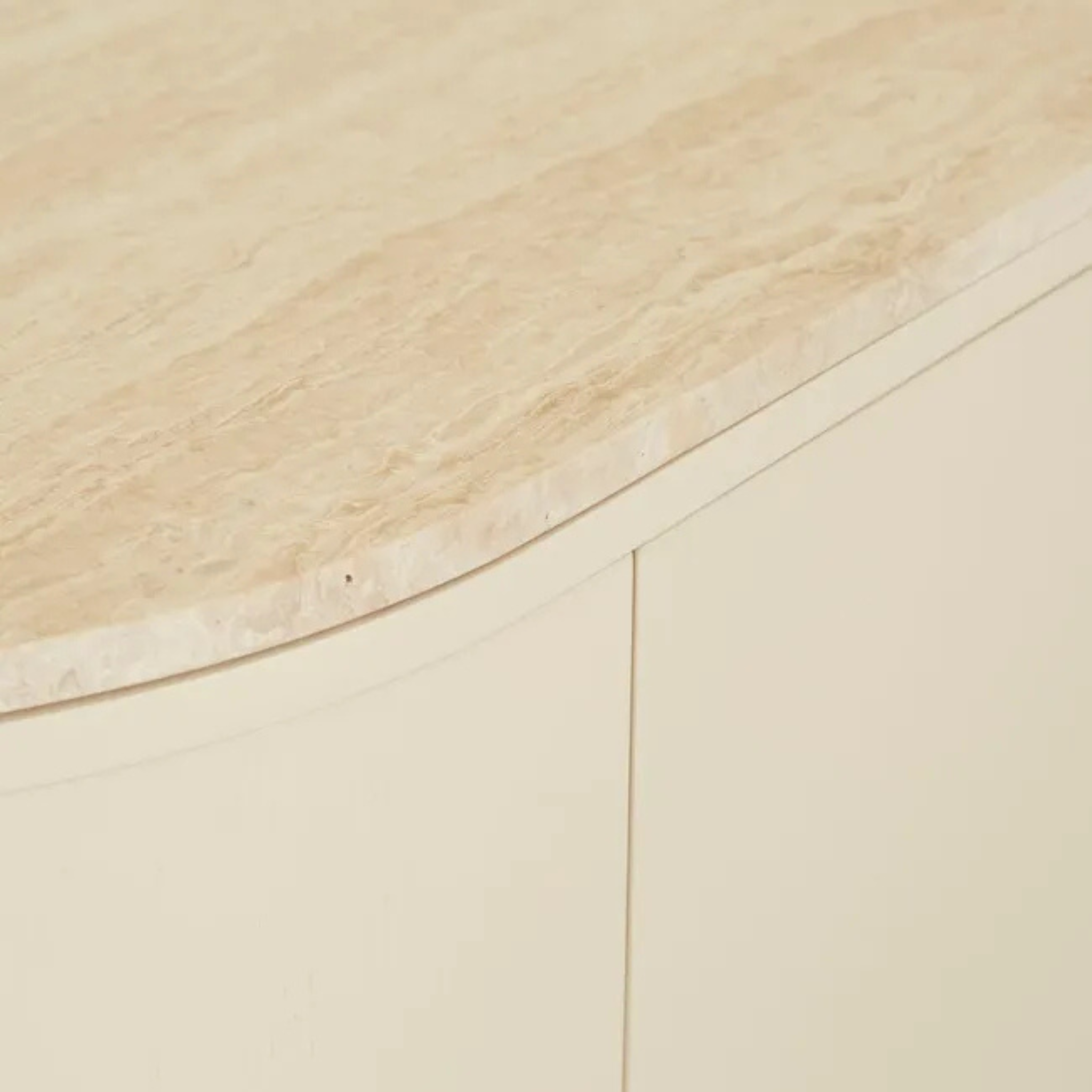 Oberon Crescent Marble Buffet - Natural Travertine - Shell by GlobeWest
