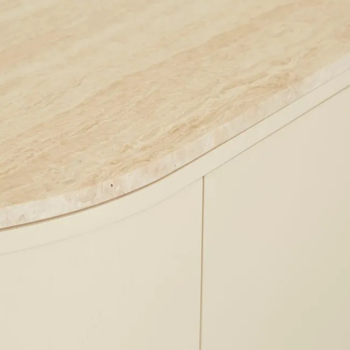 Oberon Crescent Marble Buffet - Natural Travertine - Shell by GlobeWest