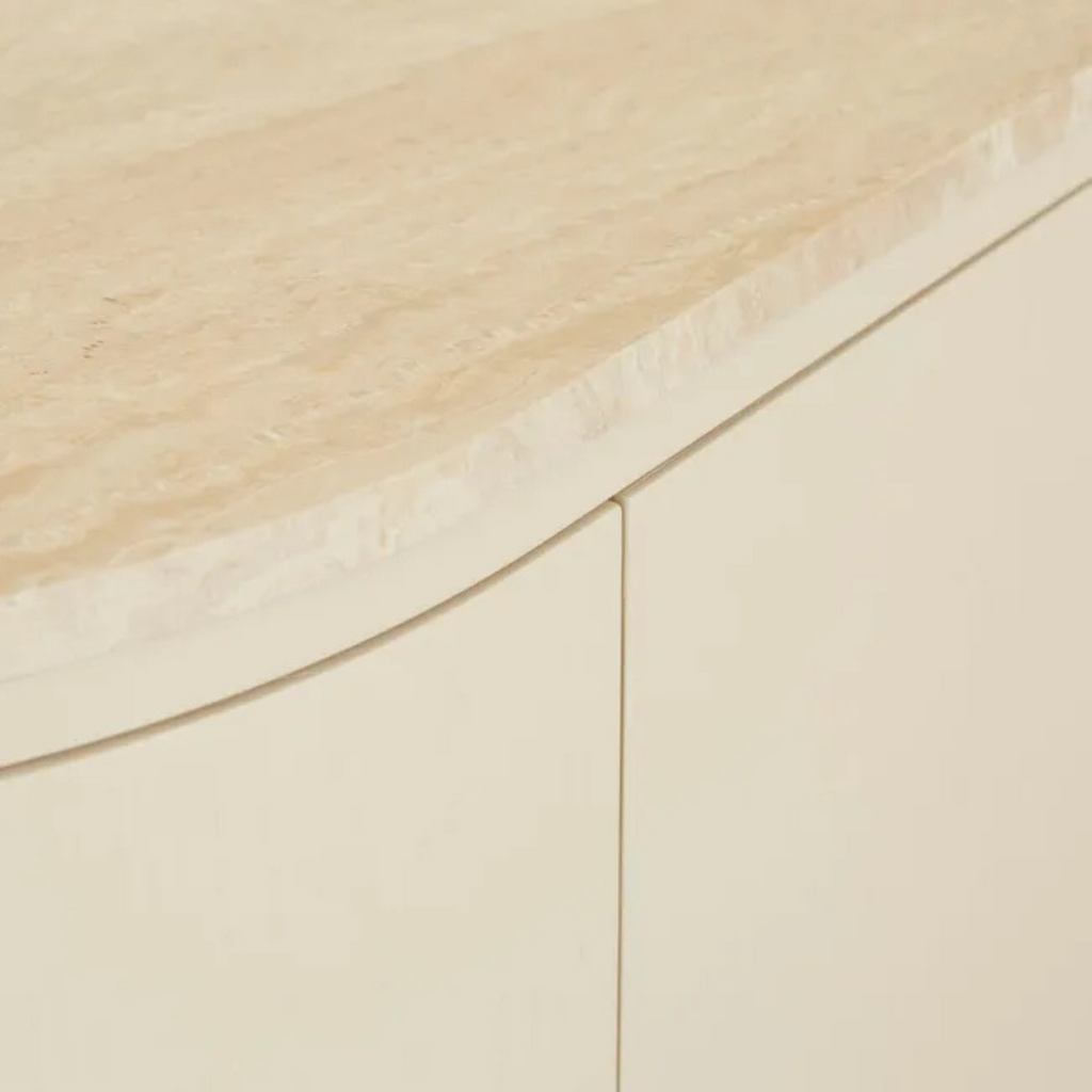 Oberon Crescent Marble Storage Unit - Natural Travertine - Shell by GlobeWest