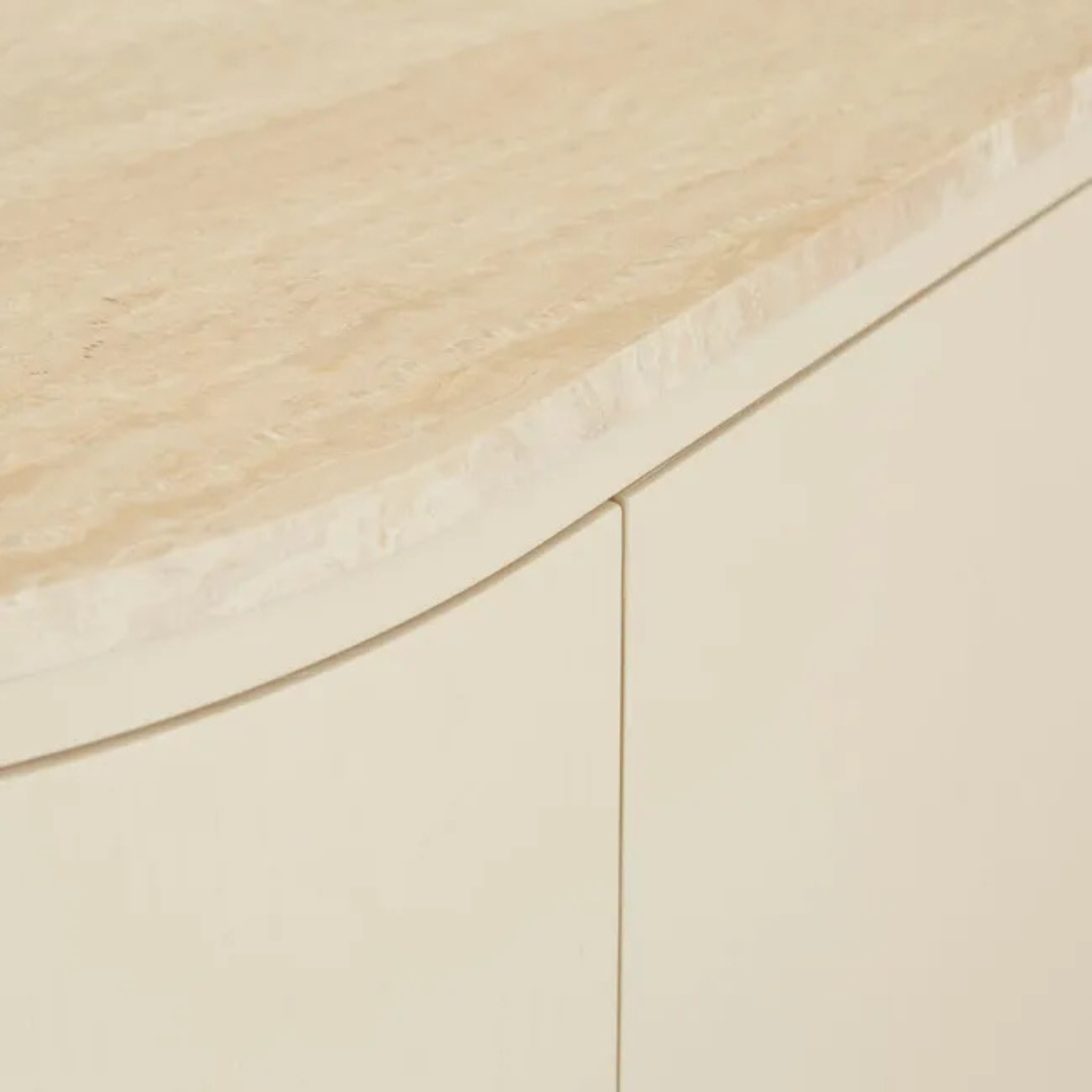 Oberon Crescent Marble Storage Unit - Natural Travertine - Shell by GlobeWest