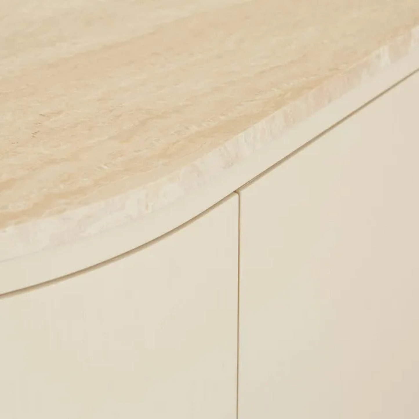 Oberon Crescent Marble Storage Unit - Natural Travertine - Shell by GlobeWest