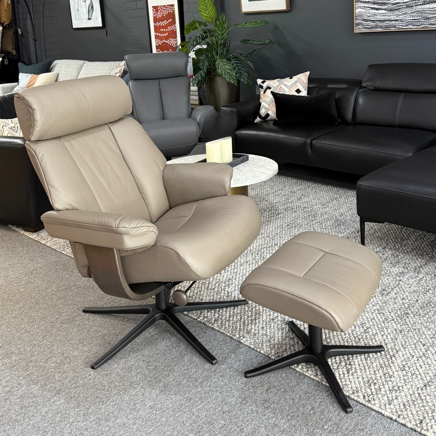 Nordic 99 Large Recliner Chair & Ottoman in Trend Earth by IMG Ex Display