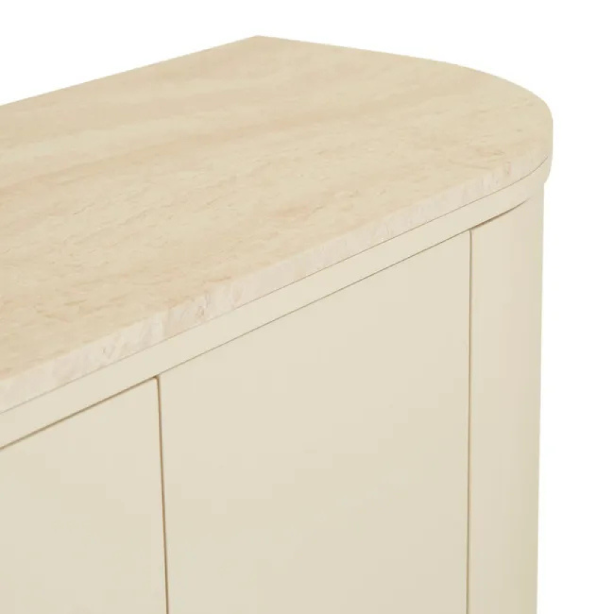 Oberon Crescent Marble Buffet - Natural Travertine - Shell by GlobeWest