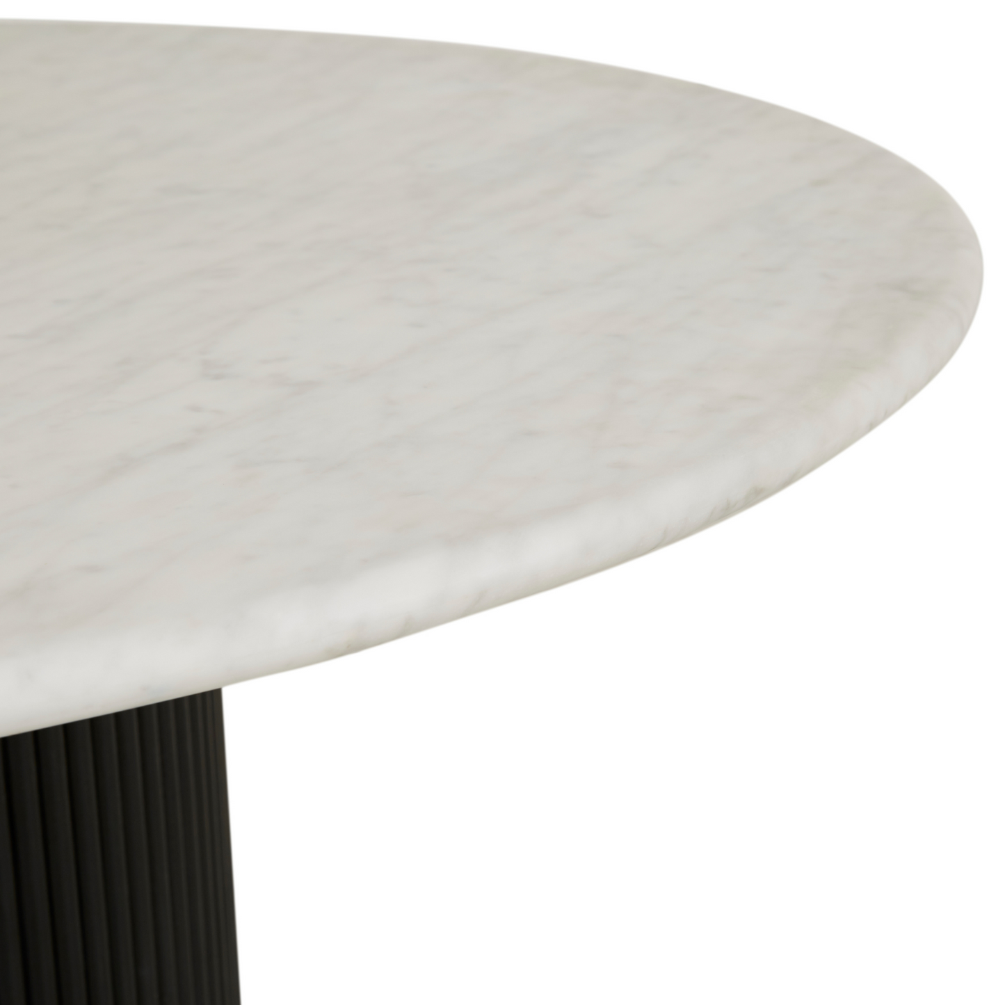 Benjamin Ripple Round Marble Dining Table Matt White Marble - Matt Black by GlobeWest