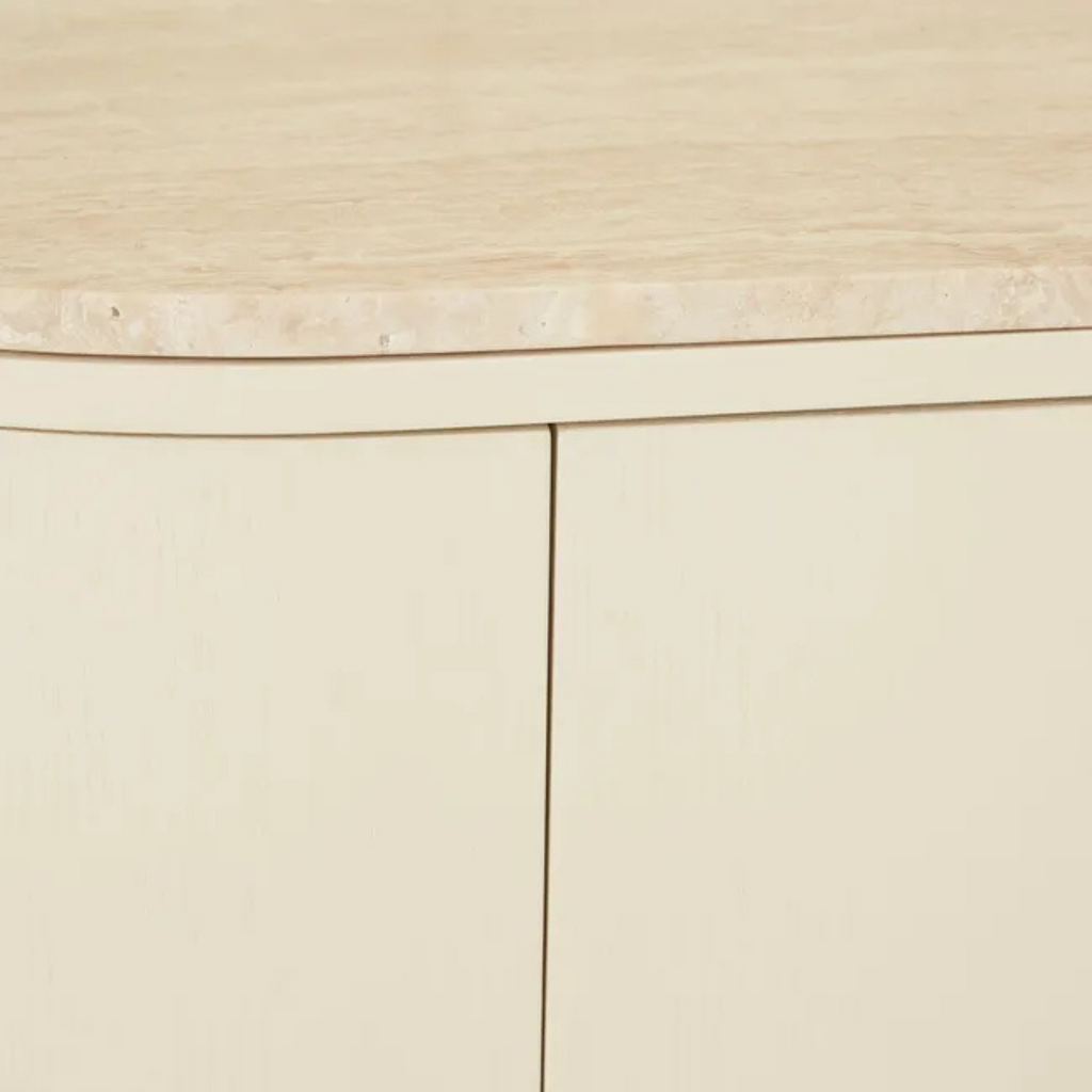 Oberon Crescent Marble Buffet - Natural Travertine - Shell by GlobeWest