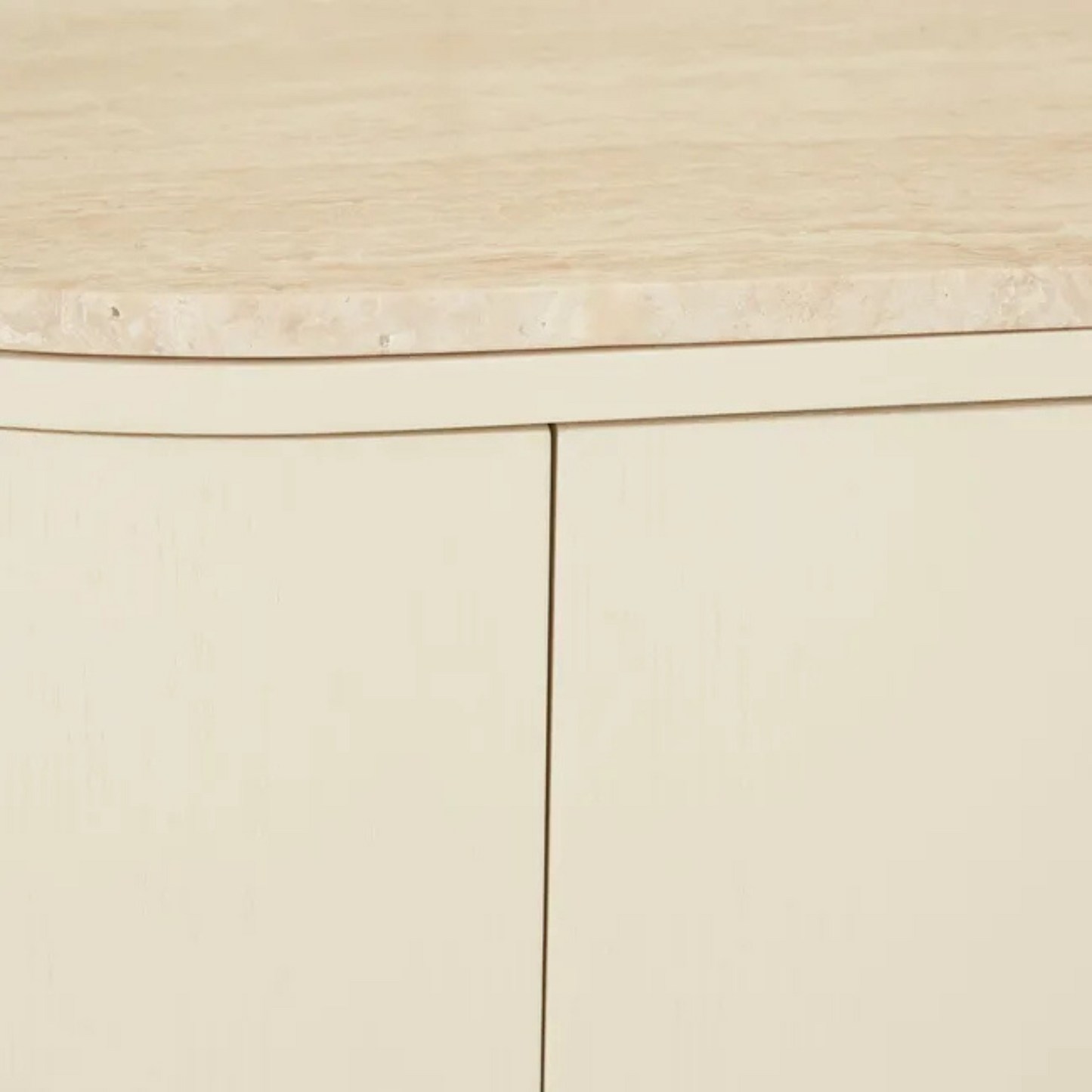 Oberon Crescent Marble Buffet - Natural Travertine - Shell by GlobeWest