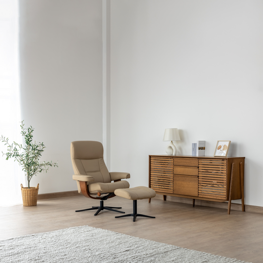 Nordic 11 Recliner Chair & Ottoman with Classic Base by IMG