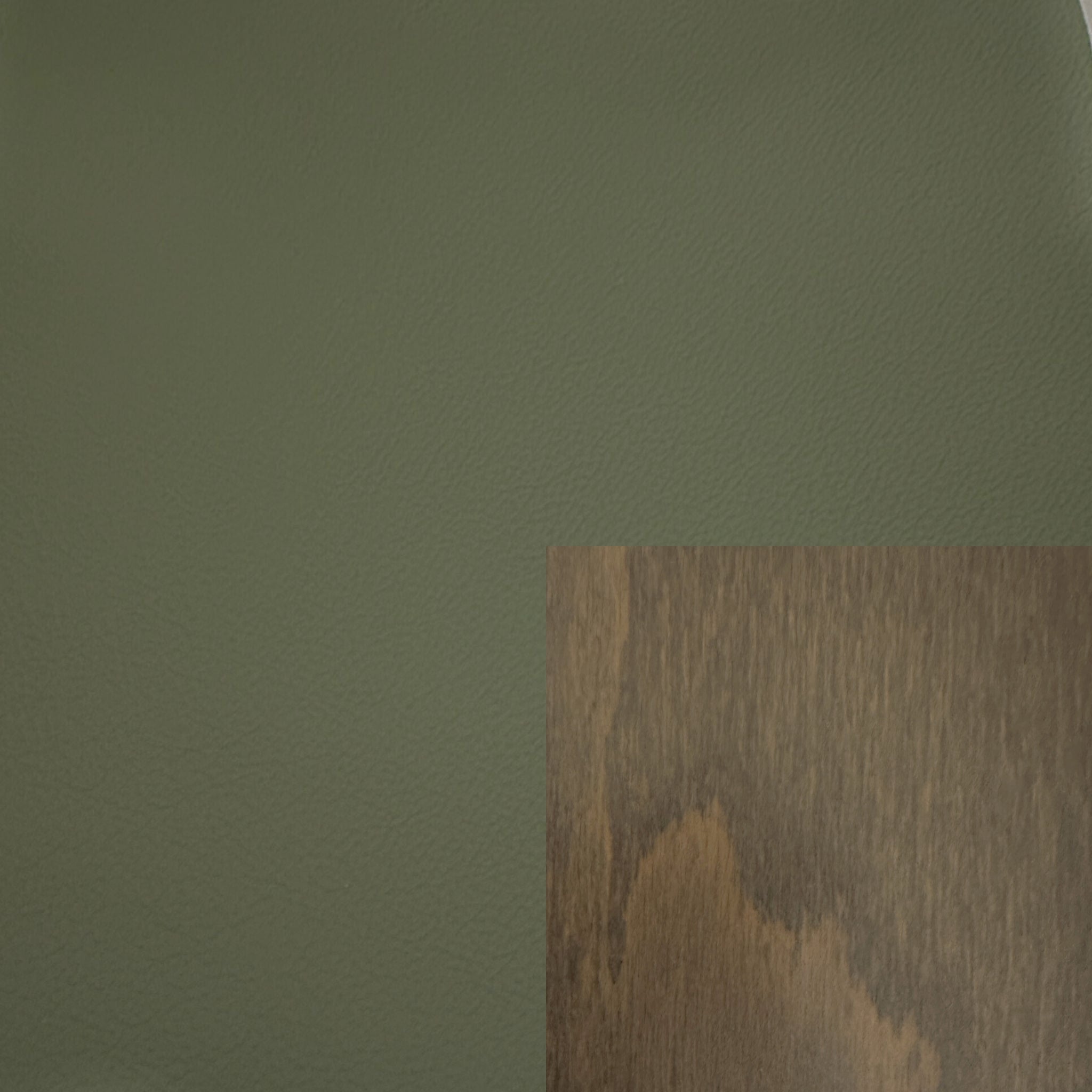 Batick Leather Thyme Green with Smoked Oak Stained Timber