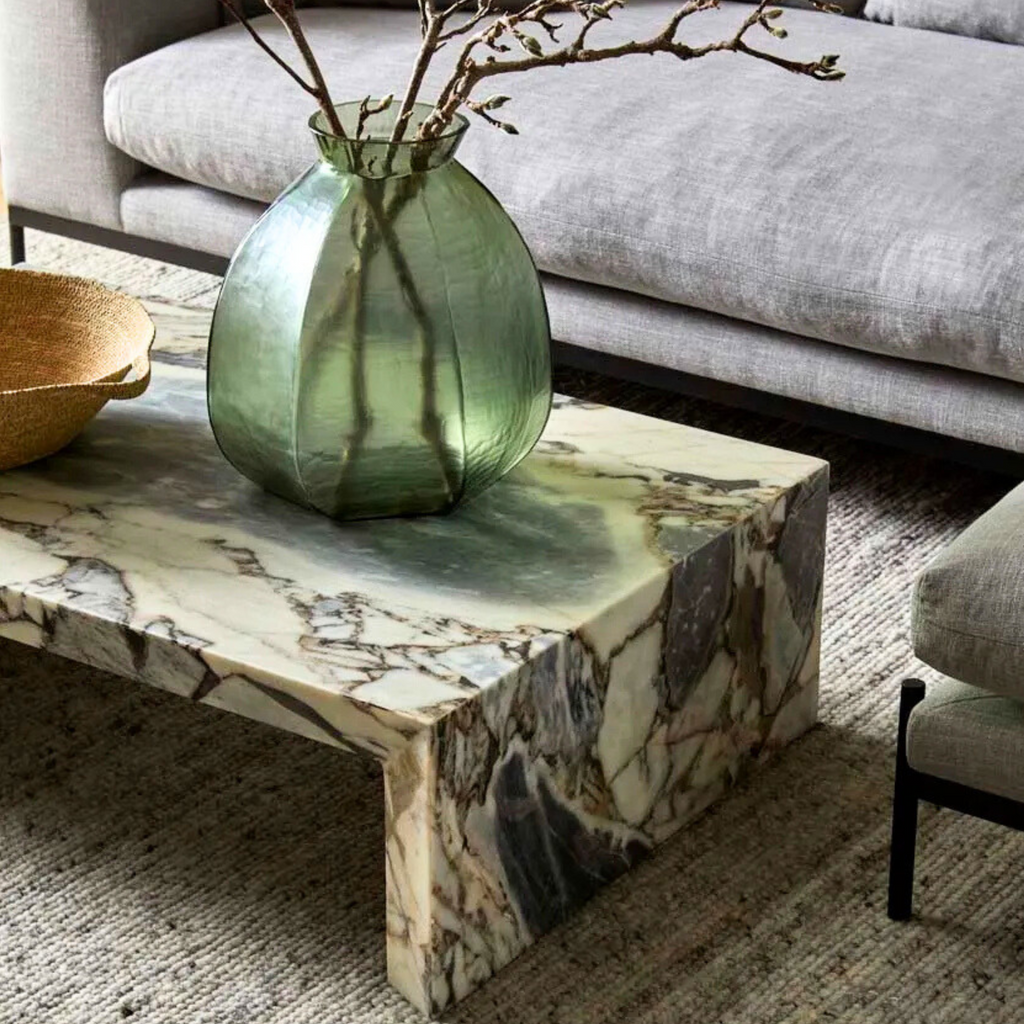 Elle Monument Coffee Table Matt Ocean Marble by Globewest