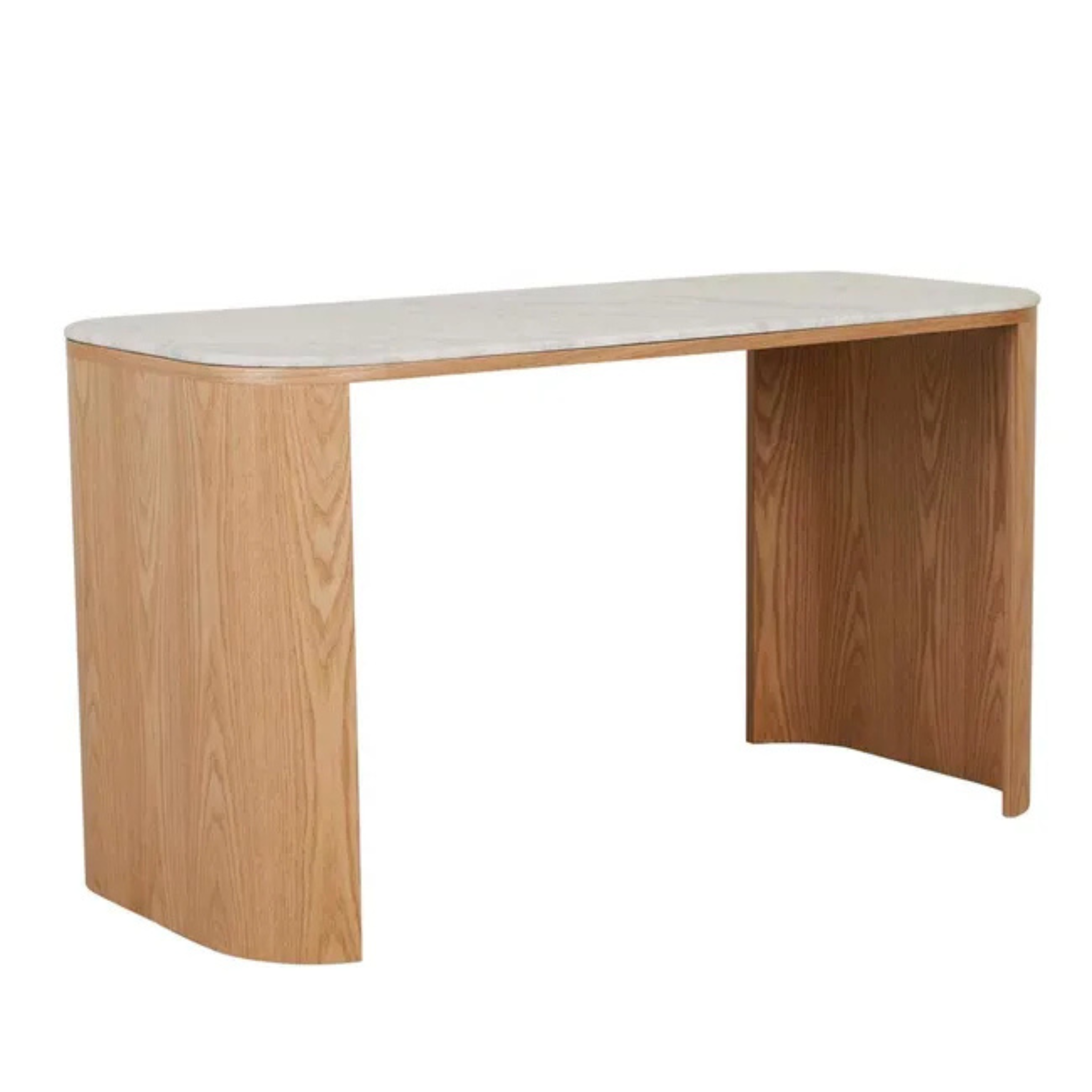 Classique Marble Desk - Matt White Marble - Natural Ash by GlobeWest