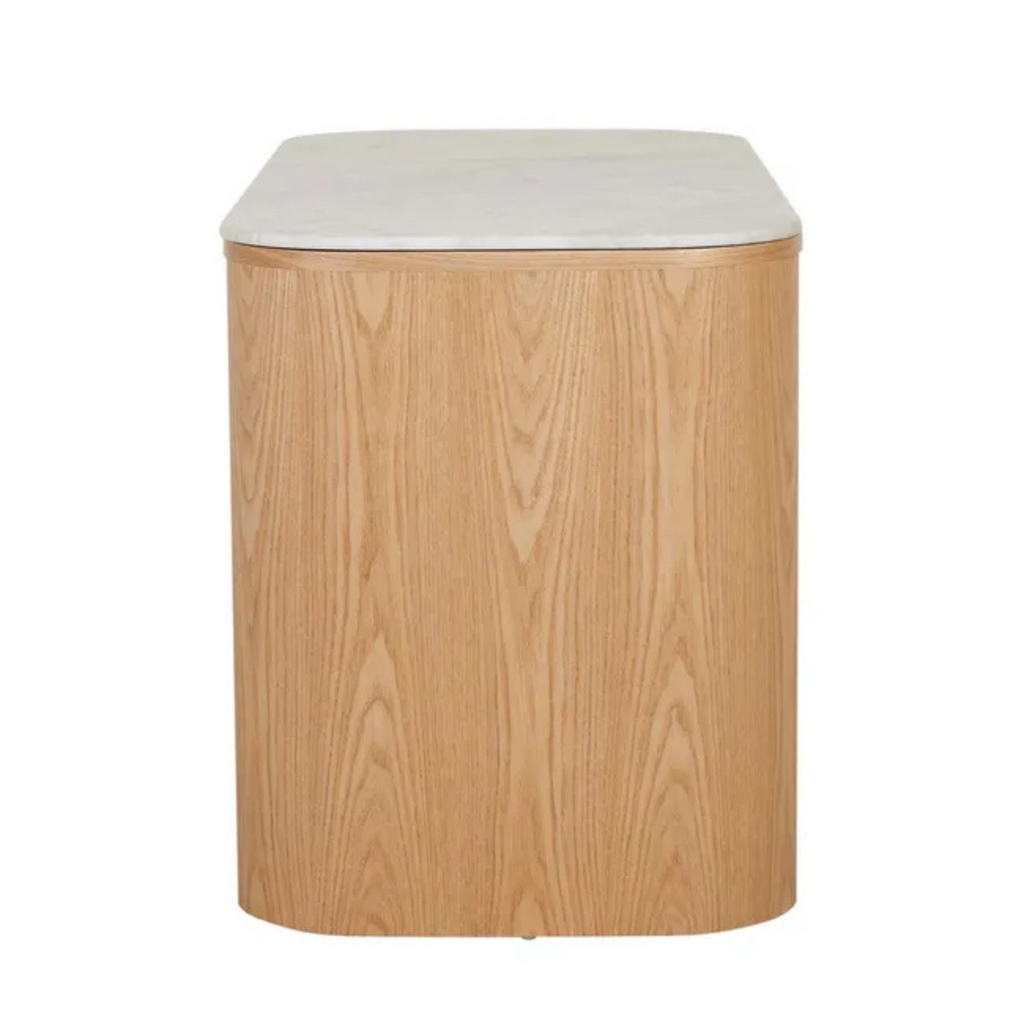 Classique Marble Desk - Matt White Marble - Natural Ash by GlobeWest