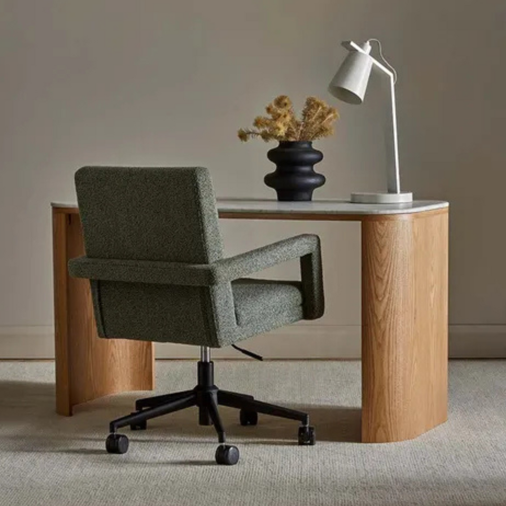 Classique Marble Desk - Matt White Marble - Natural Ash by GlobeWest