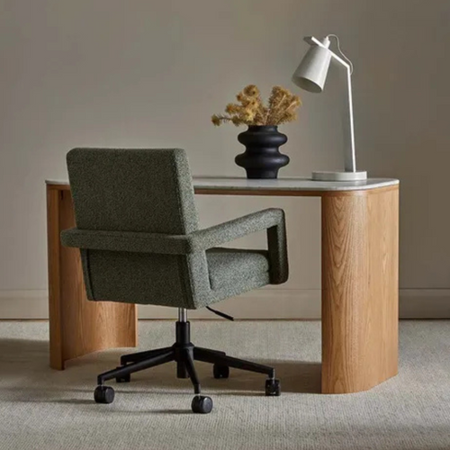 Classique Marble Desk - Matt White Marble - Natural Ash by GlobeWest