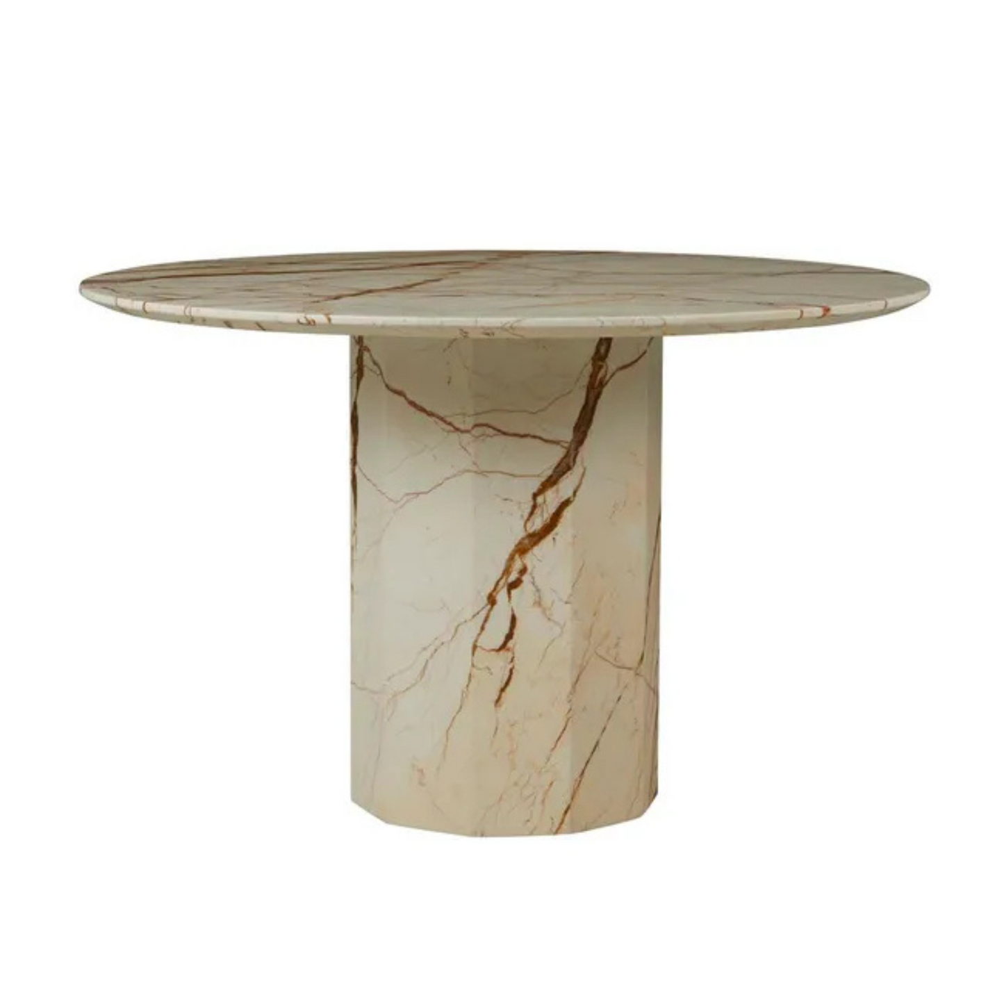 Atlas Decagon Dining Table - Brown Vein Marble by GlobeWest