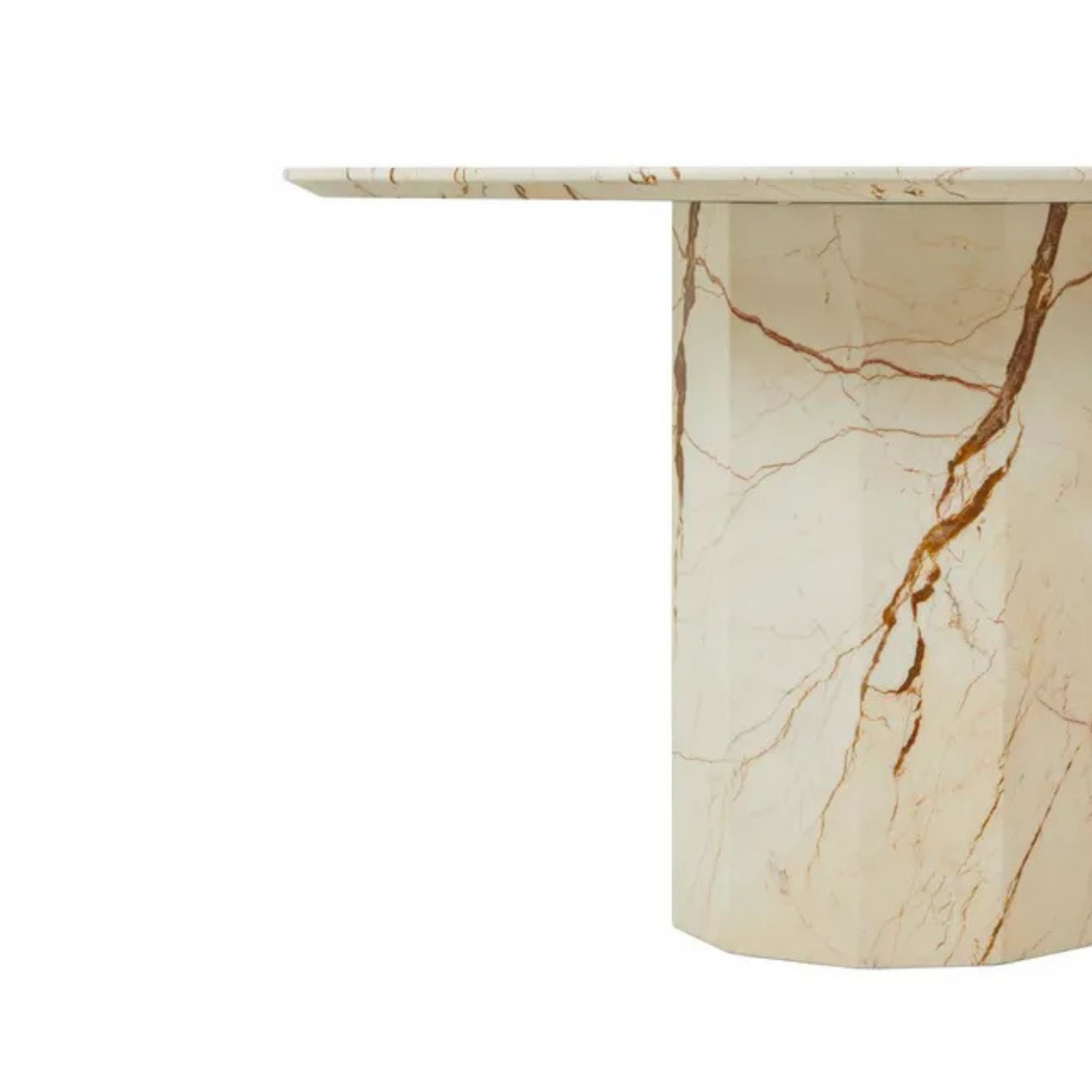 Atlas Decagon Dining Table - Brown Vein Marble by GlobeWest