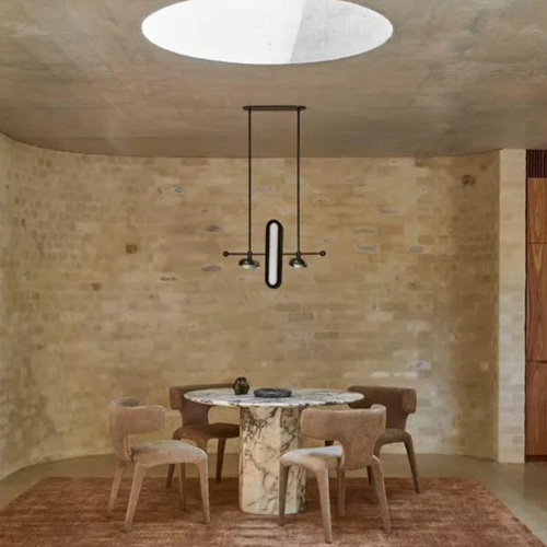 Atlas Decagon Dining Table - Brown Vein Marble by GlobeWest