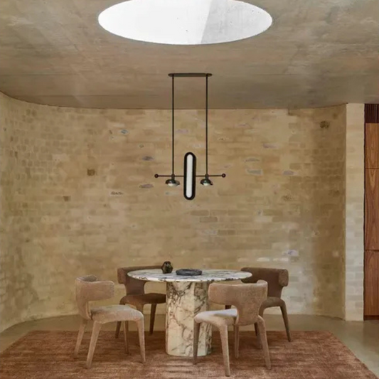 Atlas Decagon Dining Table - Brown Vein Marble by GlobeWest