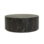 Elle Round Block Coffee Table - Matt White Marble by Globewest