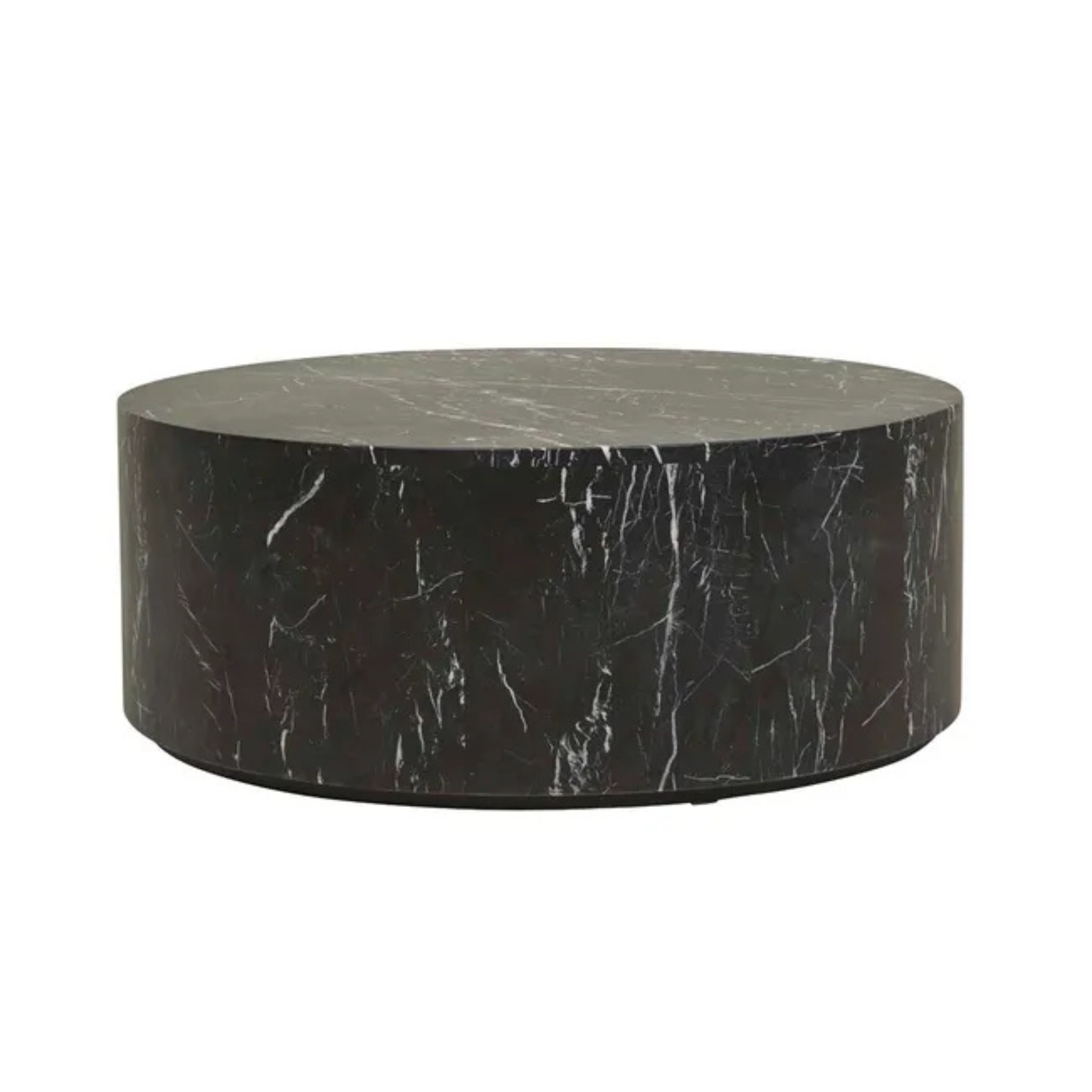 Elle Round Block Coffee Table - Matt White Marble by Globewest
