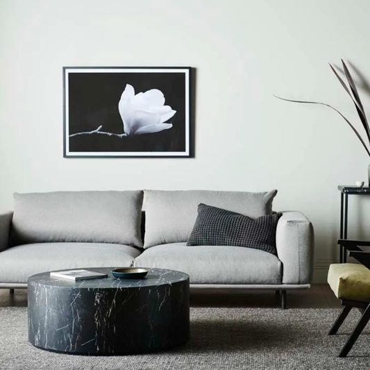 Elle Round Block Coffee Table - Matt White Marble by Globewest