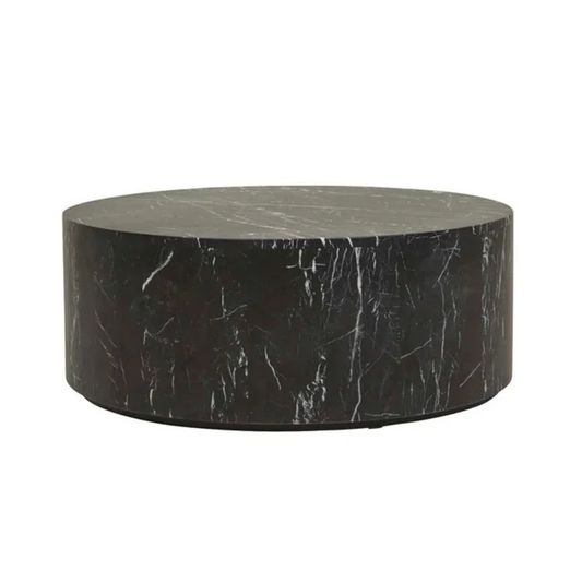 Elle Round Block Coffee Table - Matt White Marble by Globewest