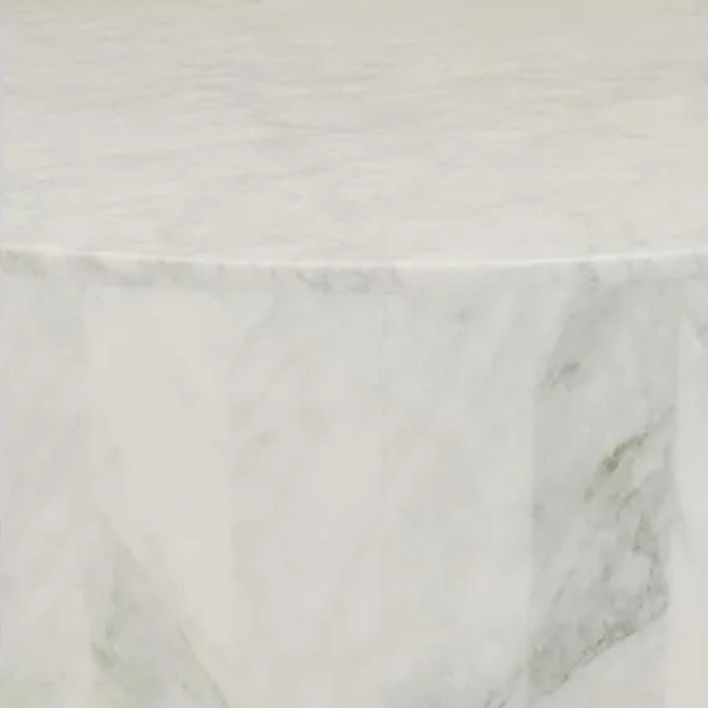 Elle Round Block Coffee Table - Matt White Marble by Globewest