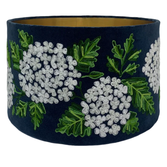 Hydrangeas on Midnight Drum Shade