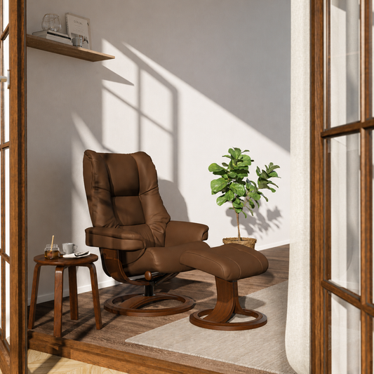 Nordic 60 Large Recliner Chair with Ottoman by IMG Limited Offer with Bonus Side Table