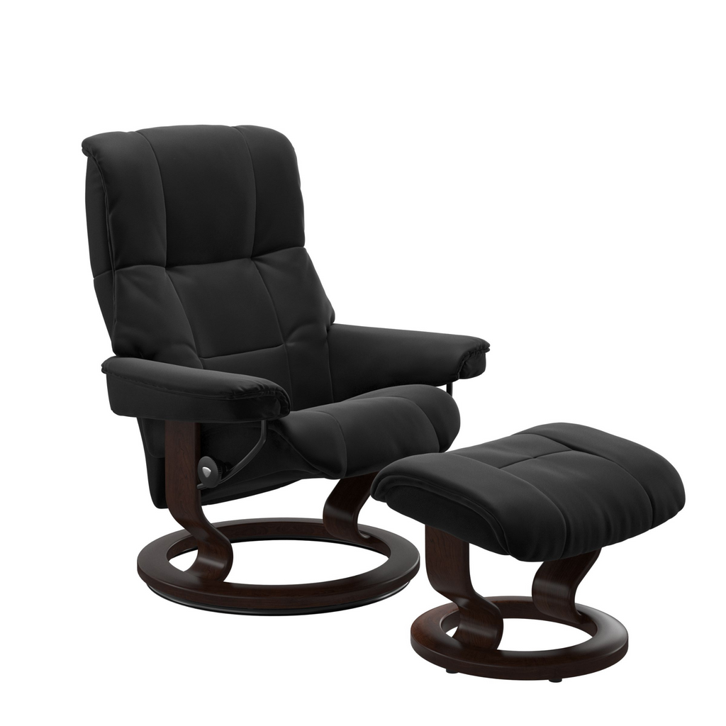 Mayfair Small Recliner Chair & Stool with Classic Base by Stressless