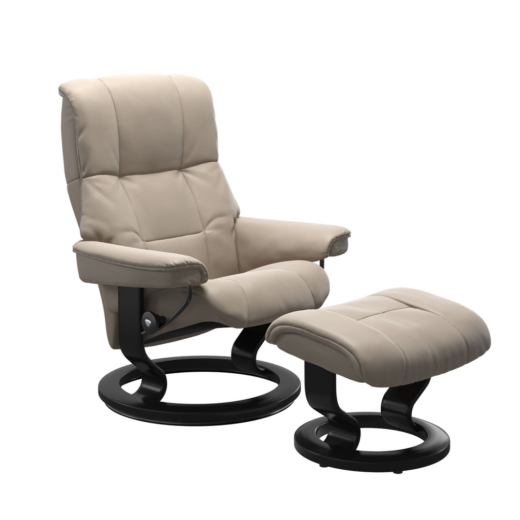 Mayfair Small Recliner Chair & Stool with Classic Base by Stressless
