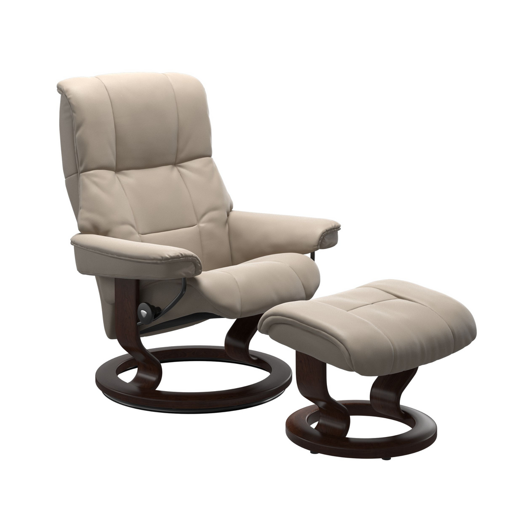 Mayfair Small Recliner Chair & Stool with Classic Base by Stressless