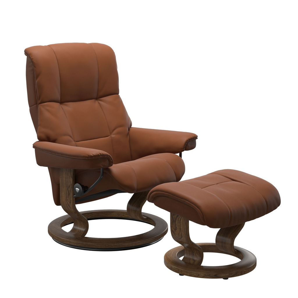 Mayfair Small Recliner Chair & Stool with Classic Base by Stressless