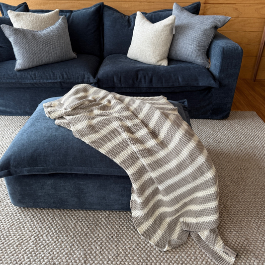 Moss Stitch Striped Throw