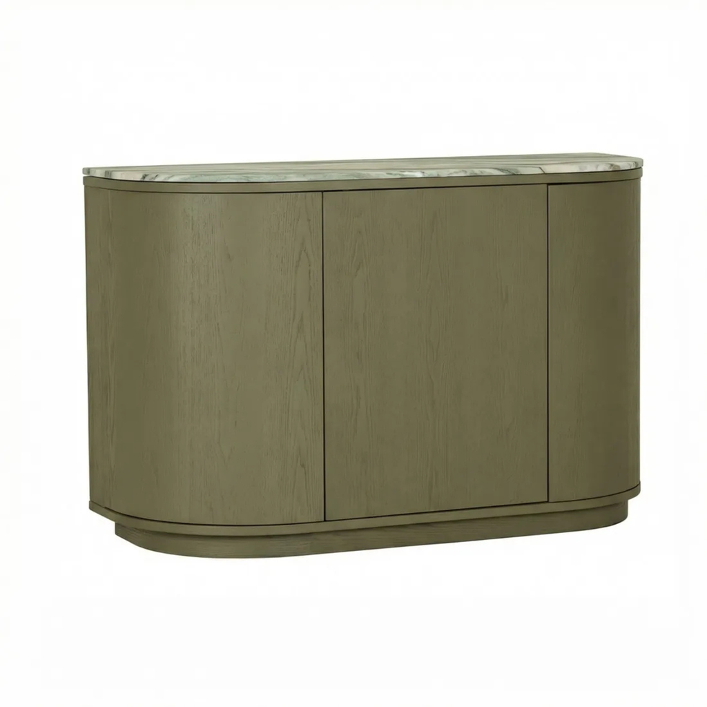 Oberon Crescent Marble Storage Unit - Marine Marble - Thyme by GlobeWest