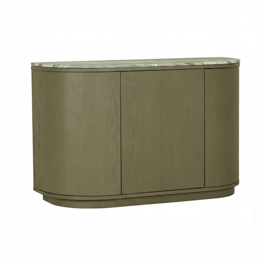 Oberon Crescent Marble Storage Unit - Marine Marble - Thyme by GlobeWest