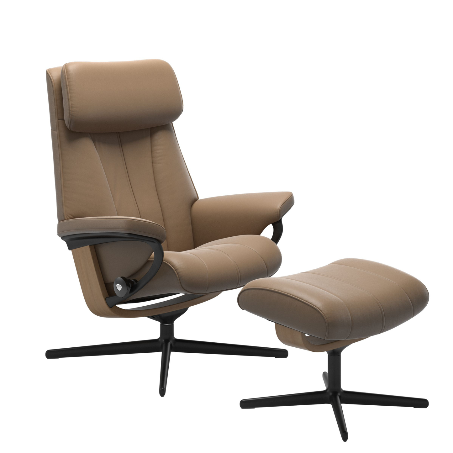 Paul Large Cross Recliner Chair & Stool by Stressless
