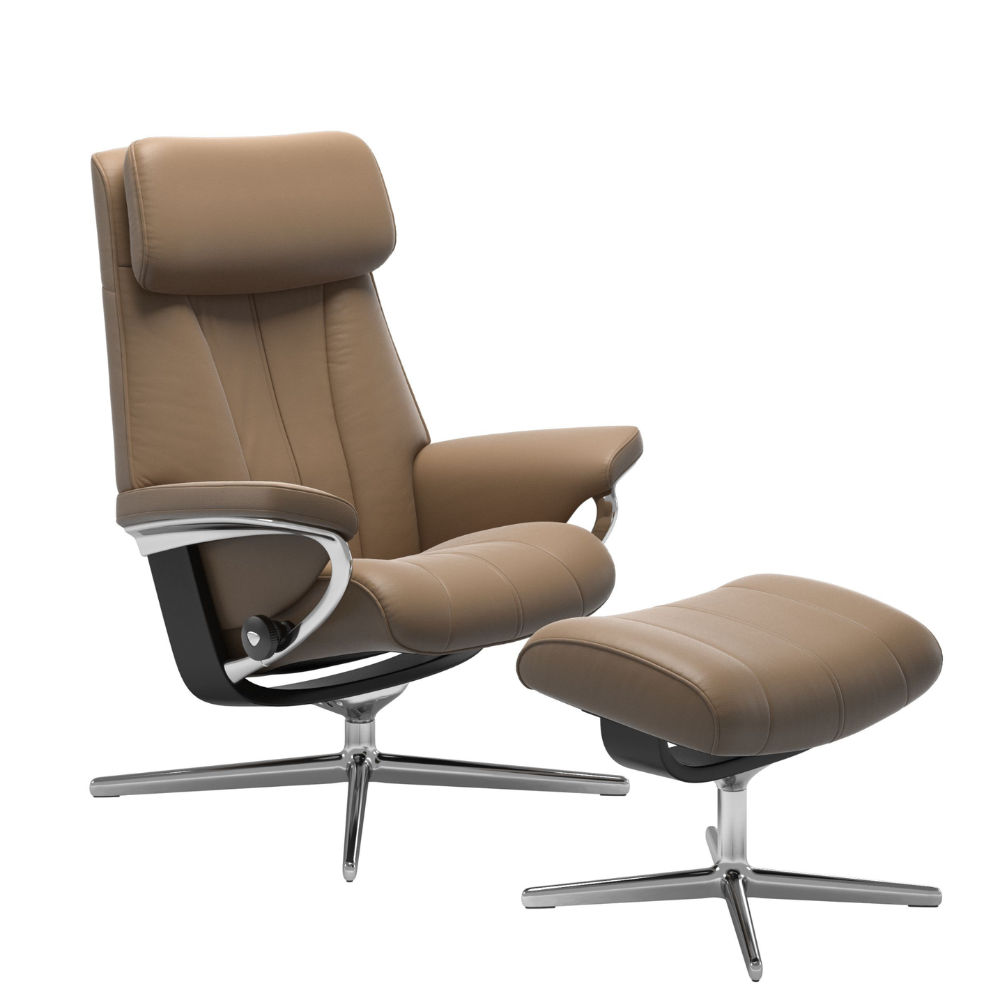 Paul Large Cross Recliner Chair & Stool by Stressless