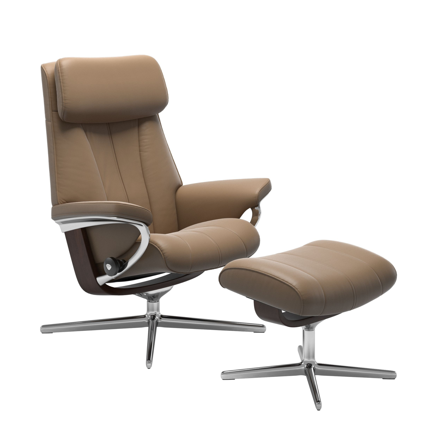 Paul Large Cross Recliner Chair & Stool by Stressless