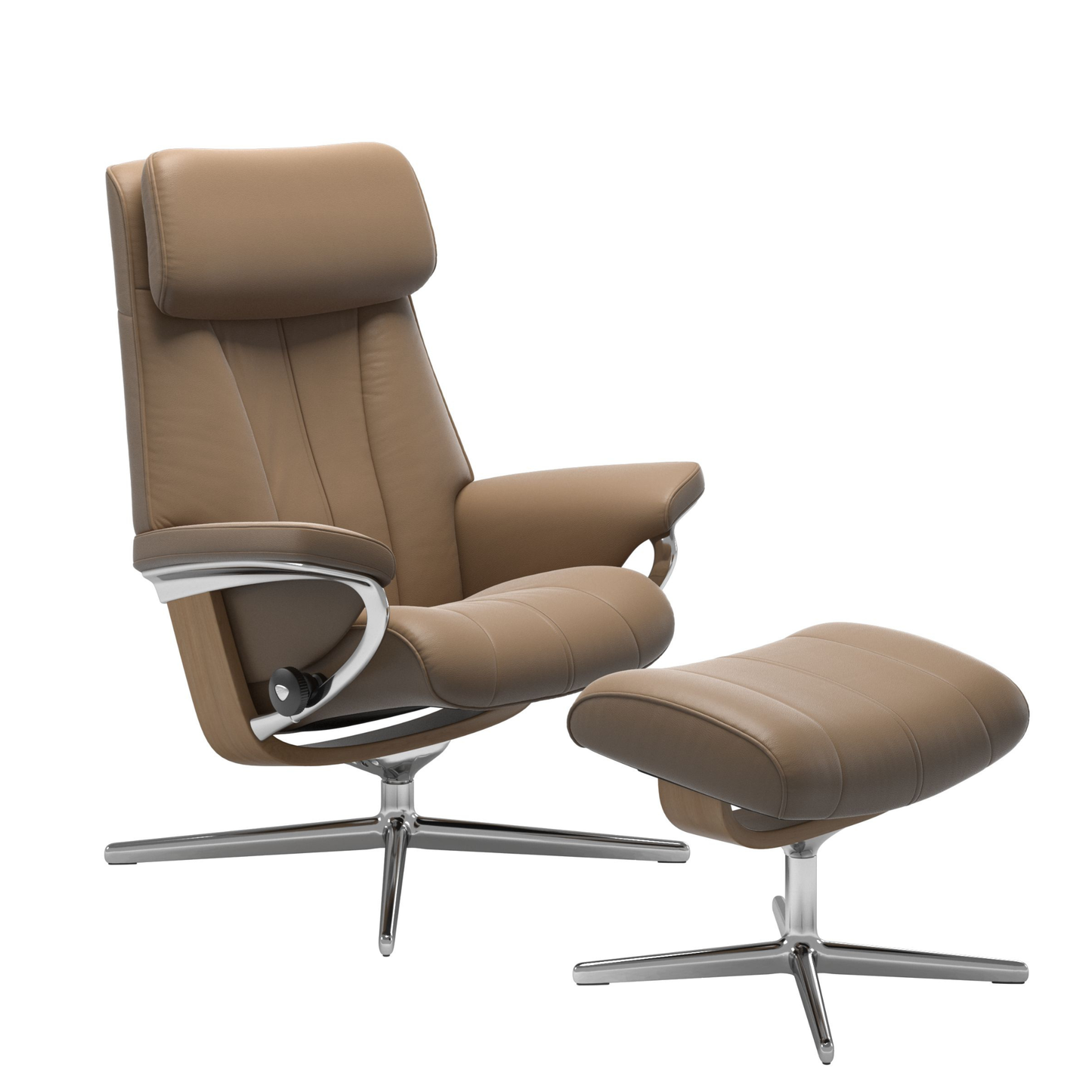 Paul Large Cross Recliner Chair & Stool by Stressless