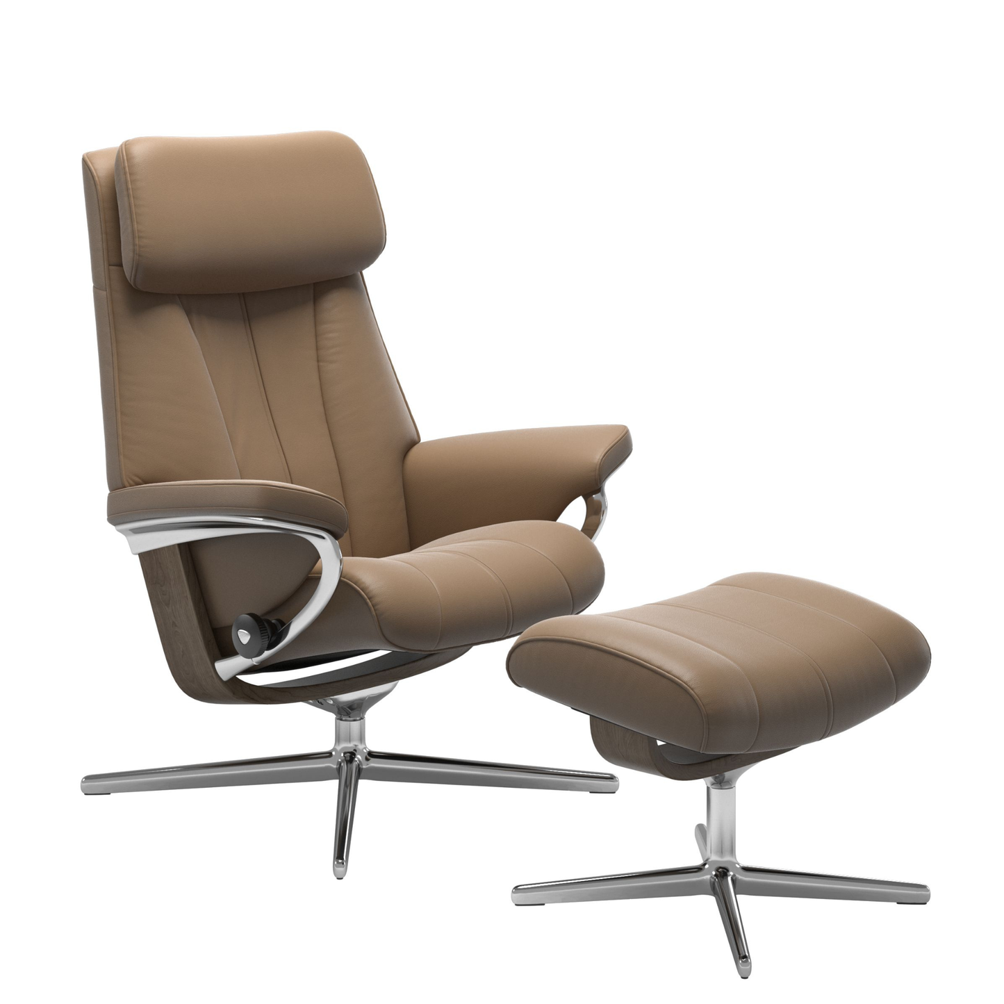 Paul Large Cross Recliner Chair & Stool by Stressless