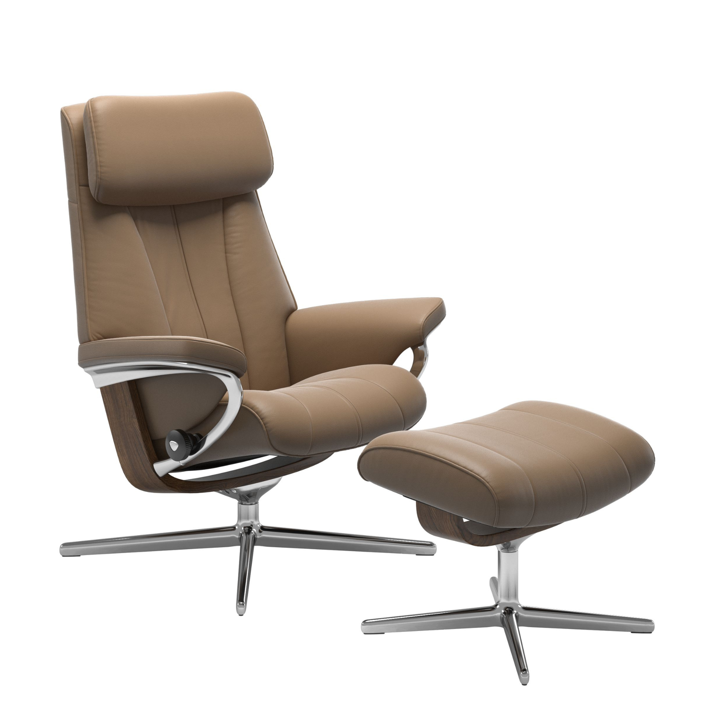 Paul Large Cross Recliner Chair & Stool by Stressless