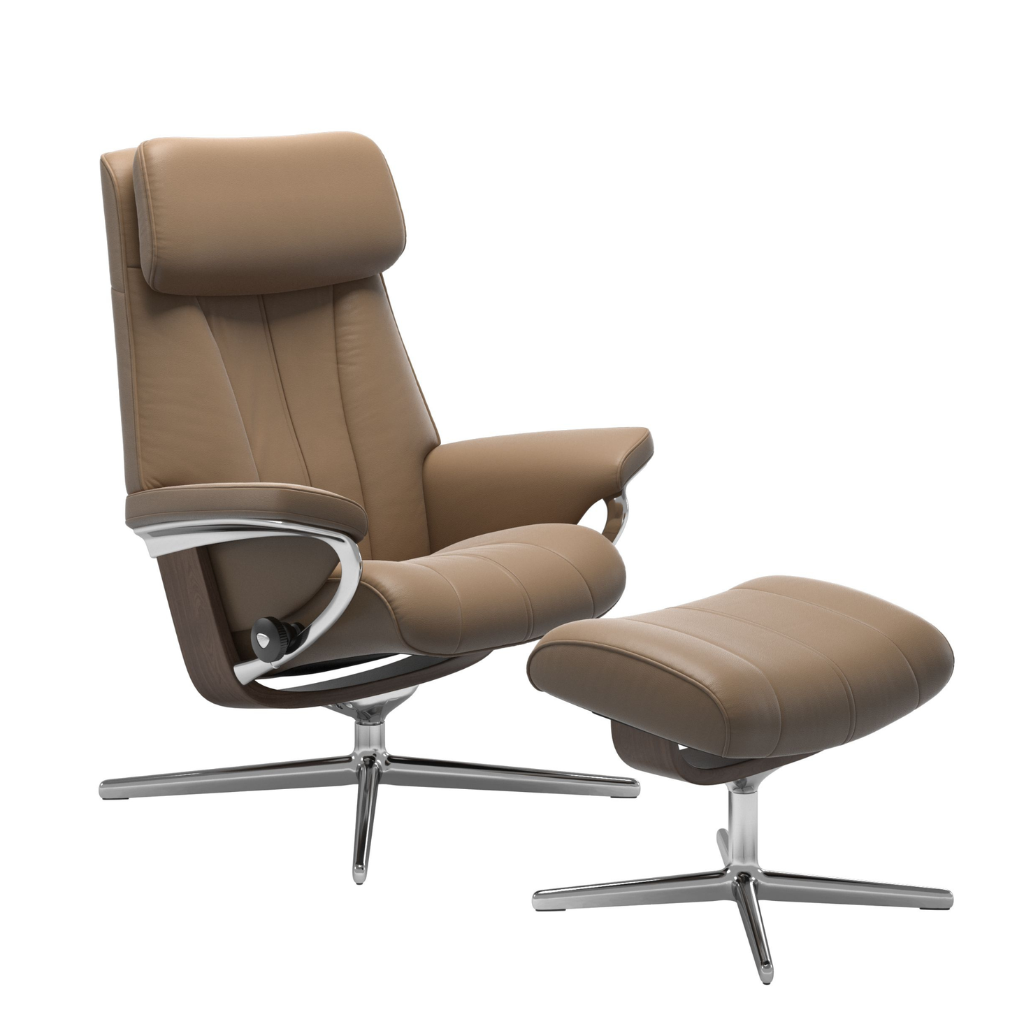 Paul Large Cross Recliner Chair & Stool by Stressless
