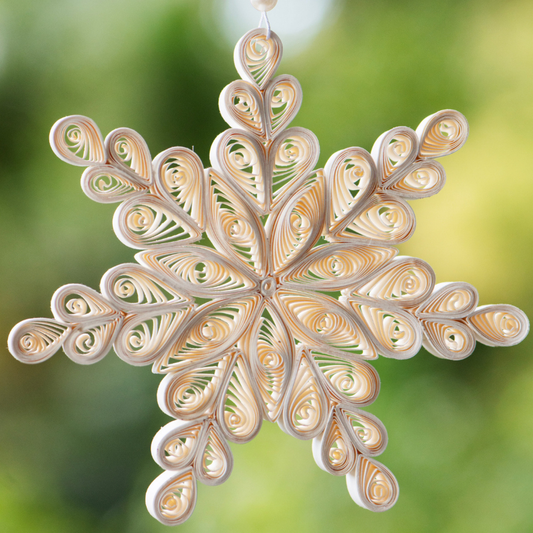 Quilling Snowflake Paper Ornament Off-White 15cm